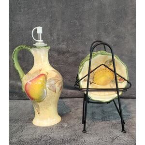 Baum 6 Piece Tuscany Fruit Olive Oil Dipping Set with Rack